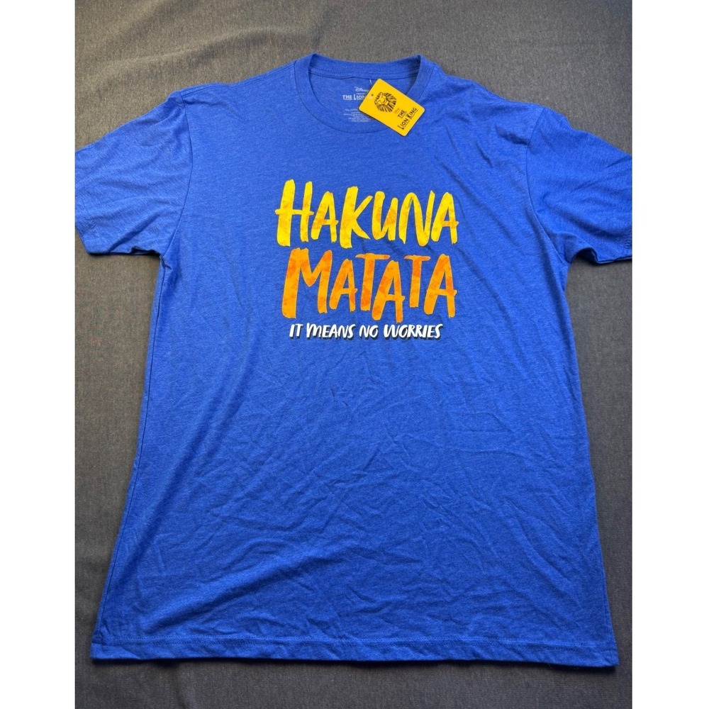 Disney Lion King Hakuna Matata Graphic T-Shirt Blue Mens Size L New - Picture 1 of 8